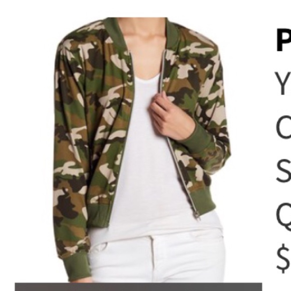 New Poof Brand Camouflage Zipper Bomber Jacket